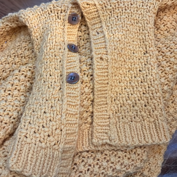 Lauren Hansen Golden Yellow Popcorn Stitch Sweater with Sculptural Collar XL - Picture 10 of 11